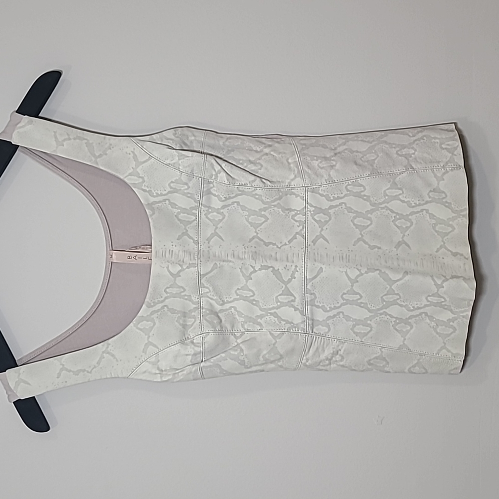 Bailey 44 Beige Bone Leather Snake Print Scoop Neck Sleeveless Top